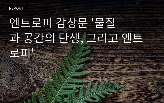 엔트로피 감상문 &#039;물질과 공간의 탄생, 그리고 엔트로피&#039;