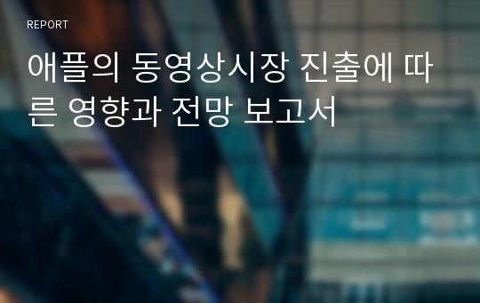 애플의 동영상시장 진출에 따른 영향과 전망 보고서