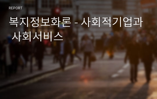 복지정보화론 - 사회적기업과 사회서비스