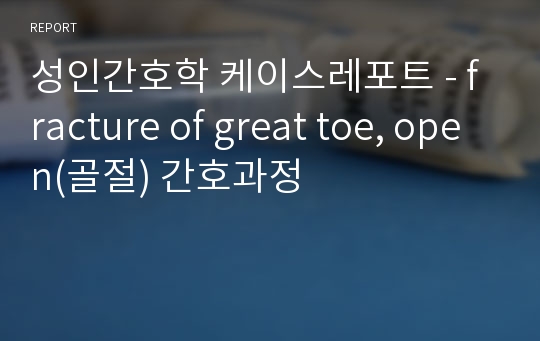 성인간호학 케이스레포트 - fracture of great toe, open(골절) 간호과정