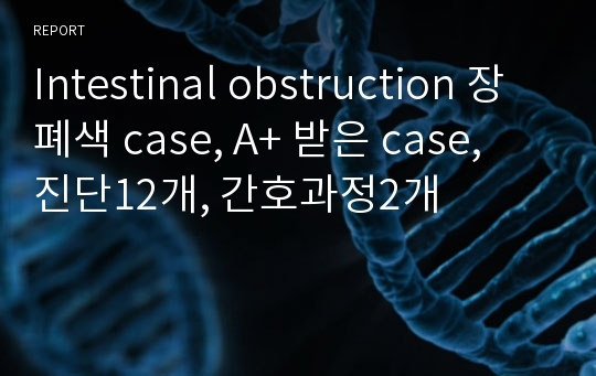 Intestinal obstruction 장폐색 case, A+ 받은 case, 진단12개, 간호과정2개