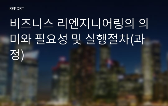 비즈니스 리엔지니어링의 의미와 필요성 및 실행절차(과정)