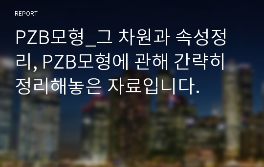 PZB모형_그 차원과 속성정리, PZB모형에 관해 간략히 정리해놓은 자료입니다.