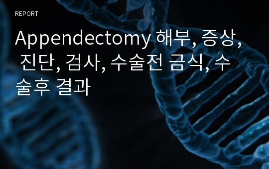 Appendectomy 해부, 증상, 진단, 검사, 수술전 금식, 수술후 결과