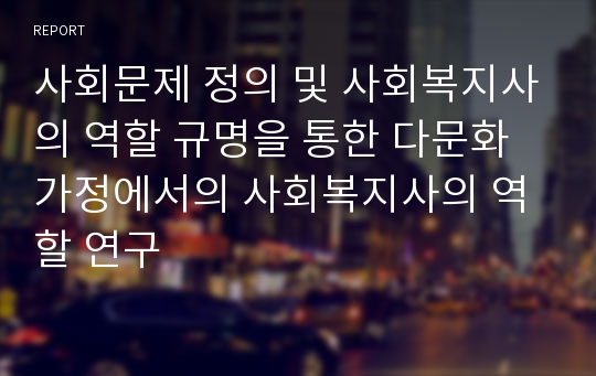 사회문제 정의 및 사회복지사의 역할 규명을 통한 다문화 가정에서의 사회복지사의 역할 연구