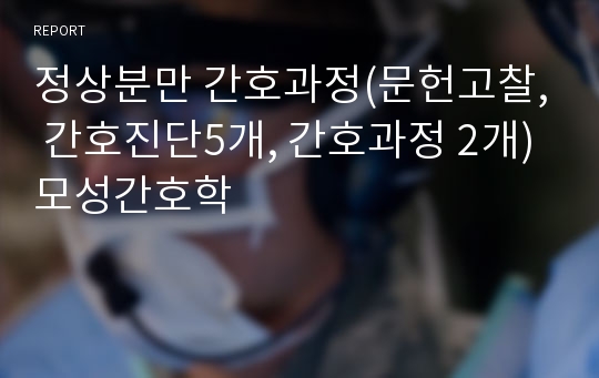 정상분만 간호과정(문헌고찰, 간호진단5개, 간호과정 2개)모성간호학