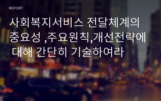 사회복지서비스 전달체계의 중요성 ,주요원칙,개선전략에 대해 간단히 기술하여라