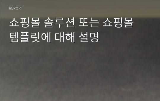 쇼핑몰 솔루션 또는 쇼핑몰 템플릿에 대해 설명