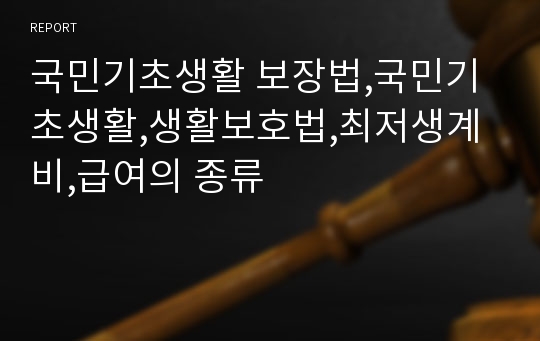 국민기초생활 보장법,국민기초생활,생활보호법,최저생계비,급여의 종류