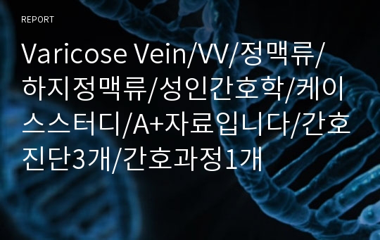 Varicose Vein/VV/정맥류/하지정맥류/성인간호학/케이스스터디/A+자료입니다/간호진단3개/간호과정1개