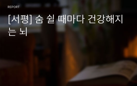 [서평] 숨 쉴 때마다 건강해지는 뇌