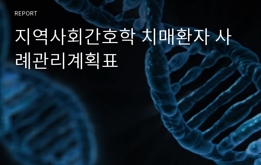 지역사회간호학 치매환자 사례관리계획표