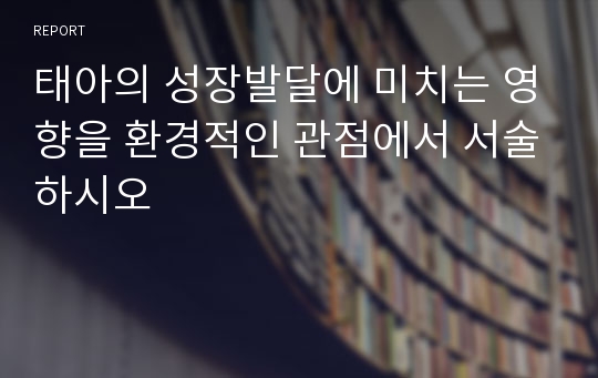 태아의 성장발달에 미치는 영향을 환경적인 관점에서 서술하시오