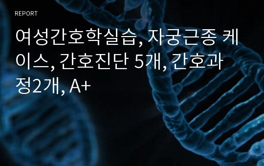 여성간호학실습, 자궁근종 케이스, 간호진단 5개, 간호과정2개, A+