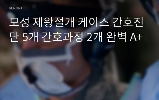 모성 제왕절개 케이스 간호진단 5개 간호과정 2개 완벽 A+