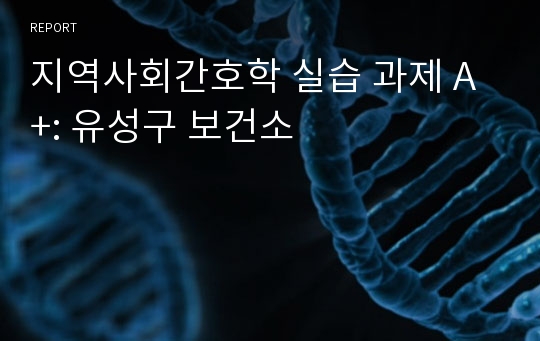 지역사회간호학 실습 과제 A+: 유성구 보건소