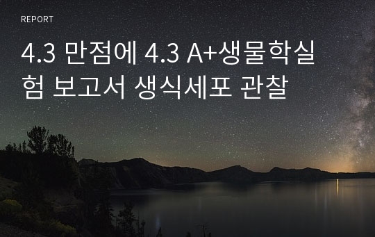 4.3 만점에 4.3 A+생물학실험 보고서 생식세포 관찰