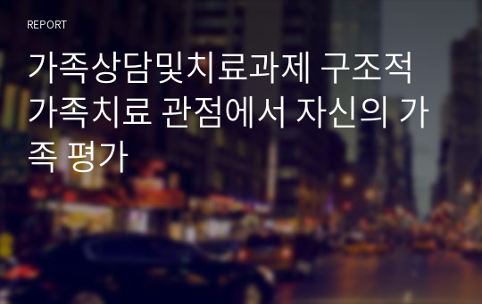 가족상담및치료과제 구조적 가족치료 관점에서 자신의 가족 평가