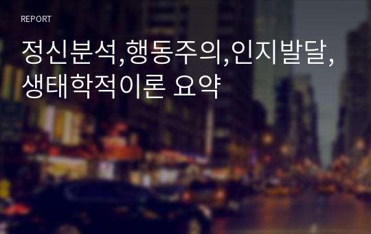 정신분석,행동주의,인지발달,생태학적이론 요약