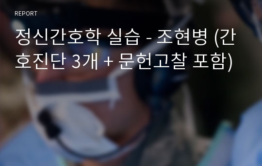 정신간호학 실습 - 조현병 (간호진단 3개 + 문헌고찰 포함)