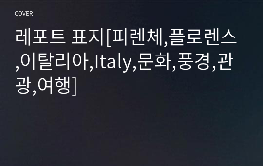 레포트 표지[피렌체,플로렌스,이탈리아,Italy,문화,풍경,관광,여행]