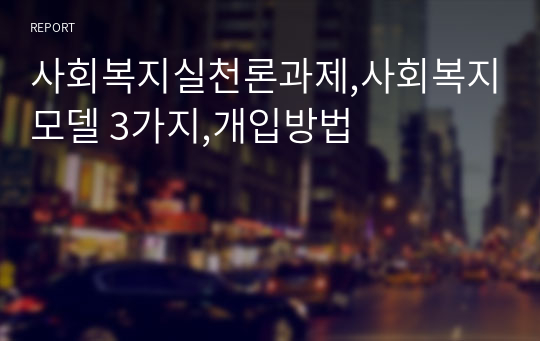 사회복지실천론과제,사회복지모델 3가지,개입방법