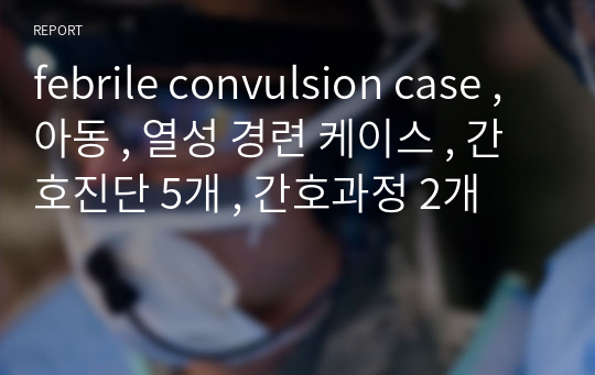 febrile convulsion case , 아동 , 열성 경련 케이스 , 간호진단 5개 , 간호과정 2개