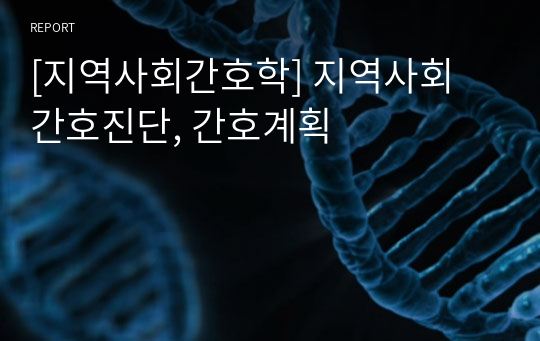 [지역사회간호학] 지역사회 간호진단, 간호계획