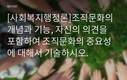 [사회복지행정론]조직문화의 개념과 기능, 자신의 의견을 포함하여 조직문화의 중요성에 대해서 기술하시오.