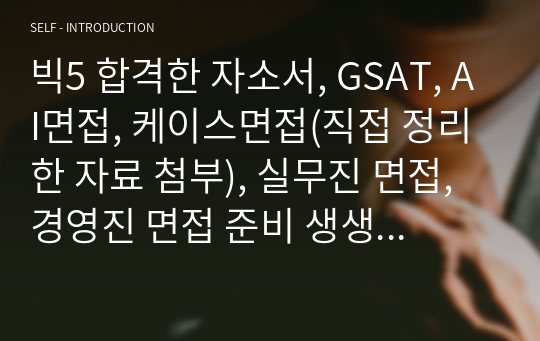 빅5 합격한 자소서, GSAT, AI면접, 케이스면접(직접 정리한 자료 첨부), 실무진 면접, 경영진 면접 준비 생생한 후기, 꿀팁