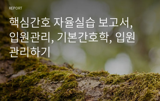 핵심간호 자율실습 보고서, 입원관리, 기본간호학, 입원관리하기