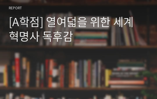 [A학점] 열여덟을 위한 세계 혁명사 독후감