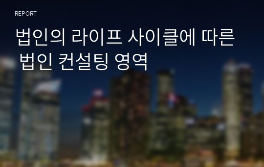 법인의 라이프 사이클에 따른 법인 컨설팅 영역