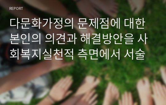 다문화가정의 문제점에 대한 본인의 의견과 해결방안을 사회복지실천적 측면에서 서술