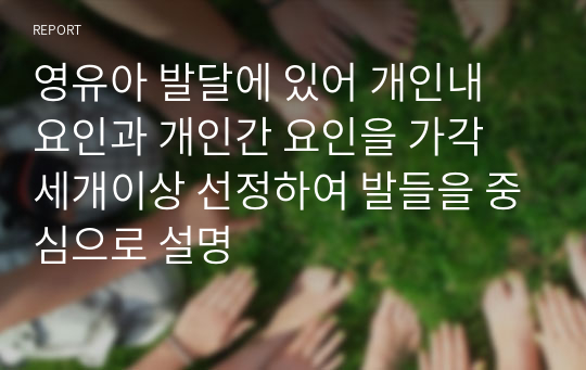 영유아 발달에 있어 개인내 요인과 개인간 요인을 가각 세개이상 선정하여 발들을 중심으로 설명