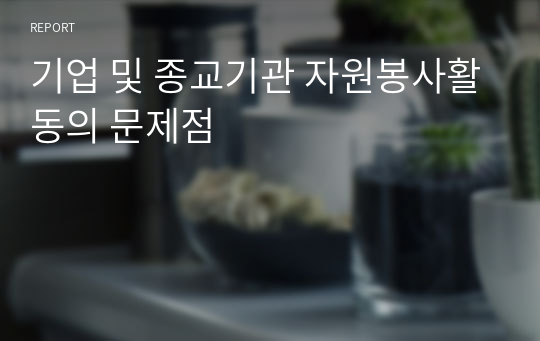 기업 및 종교기관 자원봉사활동의 문제점