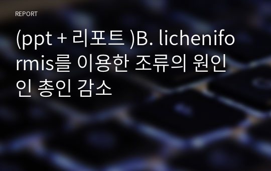 (ppt + 리포트 )B. licheniformis를 이용한 조류의 원인인 총인 감소