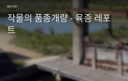 작물의 품종개량 - 육종 레포트