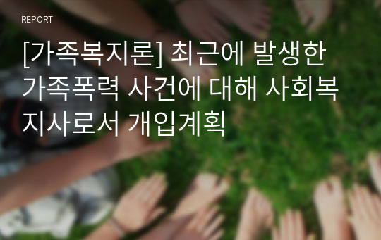 [가족복지론] 최근에 발생한 가족폭력 사건에 대해 사회복지사로서 개입계획