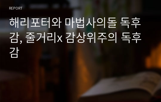 해리포터와 마법사의돌 독후감