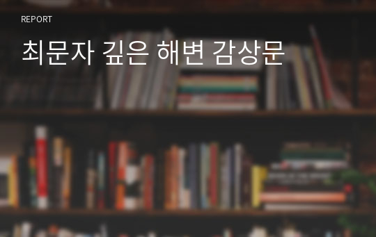 최문자 깊은 해변 감상문