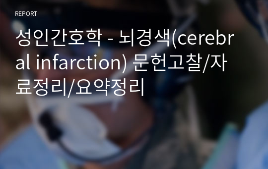 성인간호학 - 뇌경색(cerebral infarction) 문헌고찰/자료정리/요약정리