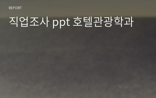 직업조사 ppt 호텔관광학과