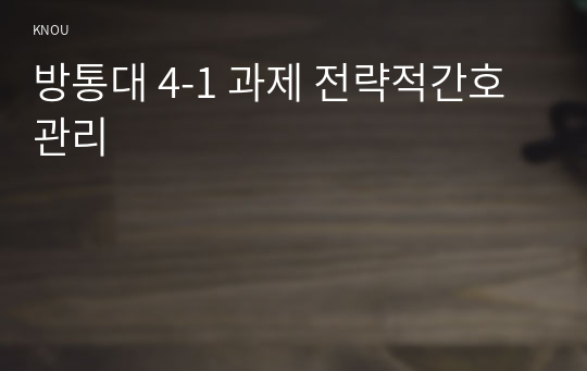 방통대 4-1 과제 전략적간호관리