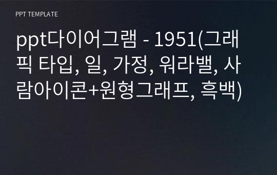 ppt다이어그램 - 1951(그래픽 타입, 일, 가정, 워라밸, 사람아이콘+원형그래프, 흑백)