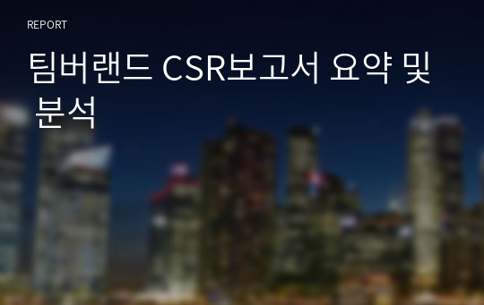 팀버랜드 CSR보고서 요약 및 분석