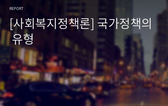 [사회복지정책론] 국가정책의 유형