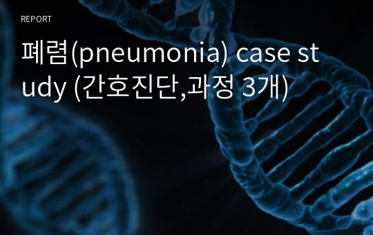 폐렴(pneumonia) case study (간호진단,과정 3개)