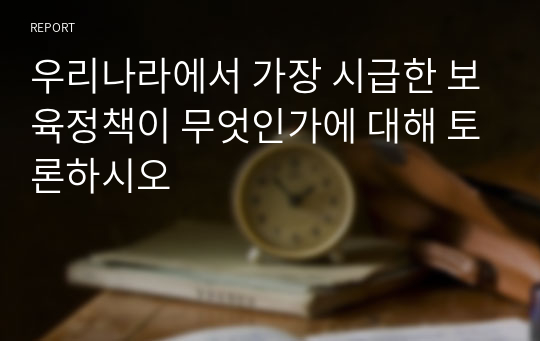 우리나라에서 가장 시급한 보육정책이 무엇인가에 대해 토론하시오