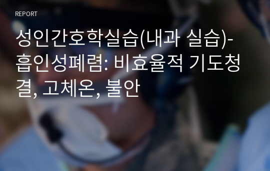 성인간호학실습(내과 실습)-흡인성폐렴: 비효율적 기도청결, 고체온, 불안